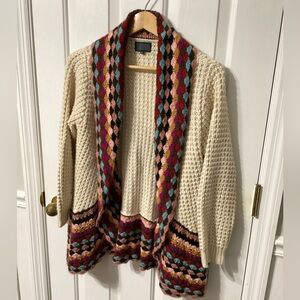 Bar III Crochet Sweater Size M/L  Open Cardigan Knit Multicolor Boho